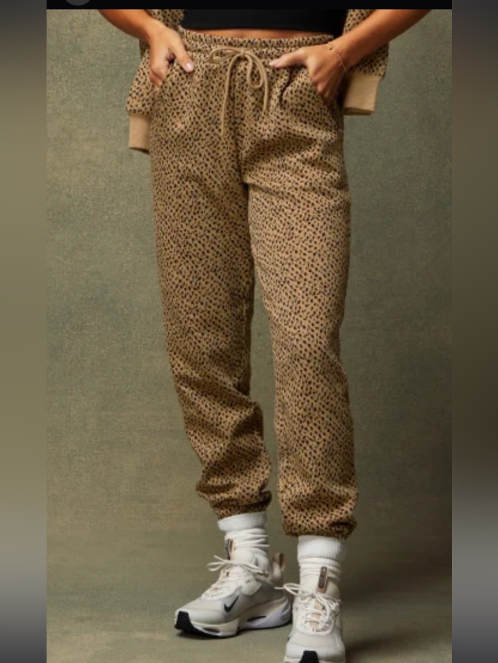 Fabletics Leopard-Print Drawstring Joggers - Tan and Black